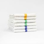 White towel with colored strips