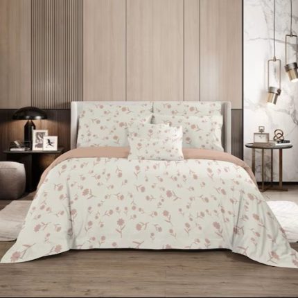 printed cream colored bedsheet