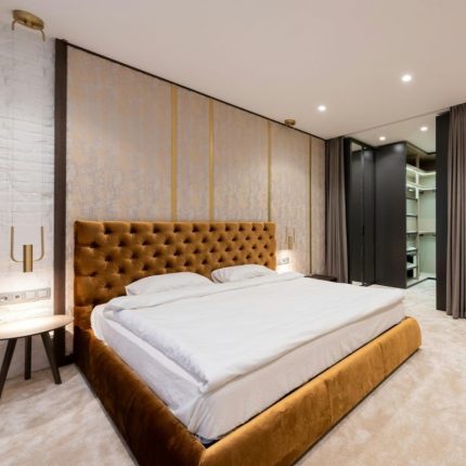 a beautiful hotel room with luxury kingsize bed