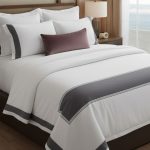plain duvet, sheets and pillow covers with strips